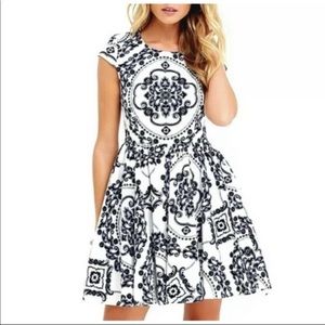 Lulus Royal Luxe Ivory Black Print Dress - Size XS